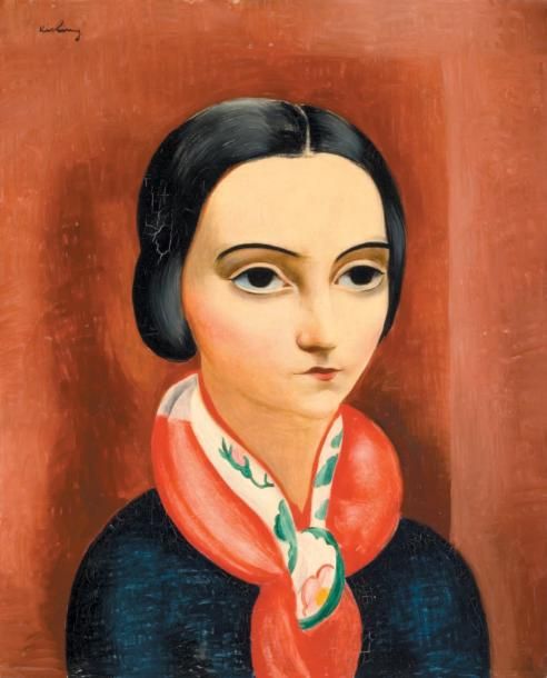 Moïse KISLING (1891-1953) Polish Jeune femme brune au foulard, 1926 Signed 'Kisl&hellip;