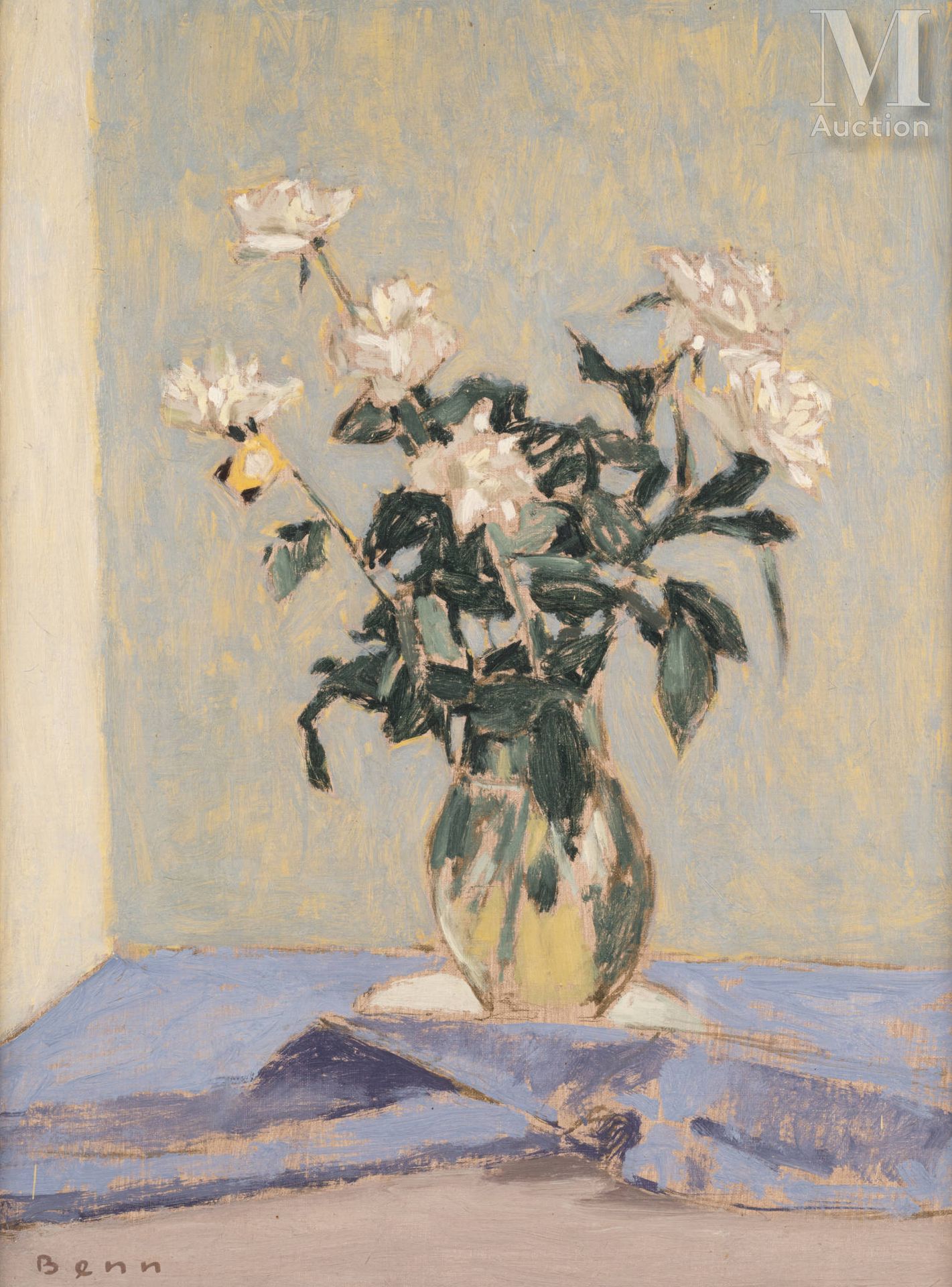 Bencjon Rabinowicz dit Benn (Bialystock 1905 - Paris 1989) Bouquet de roses blan&hellip;