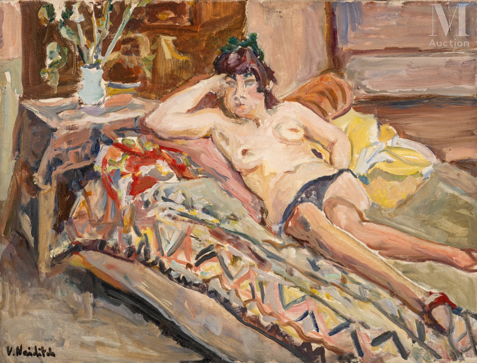 Vladimir NAIDITCH (Moscou 1903 - Paris 1981) 沙发上的裸体

布面油画
46,5 x 61 cm
左下方有签名 "N&hellip;