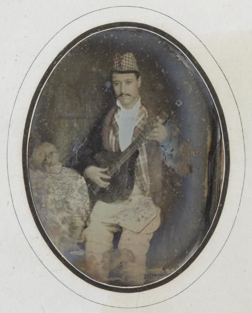 Null Daguerréotype Vanité au joueur à la guitare, Cadix, Espagne, 1851 Daguerréo&hellip;