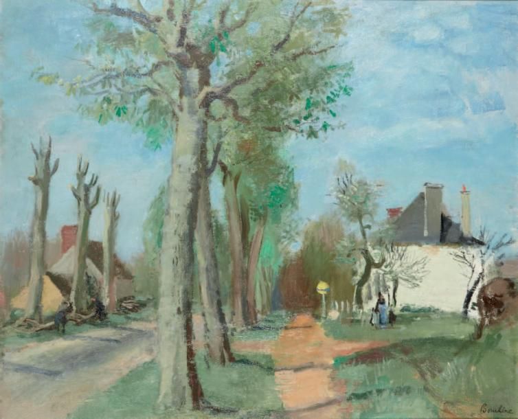 Dimitri BOUCHENE (St.Tropez 1893 - Paris 1993) Paysage Huile sur toile d'origine&hellip;
