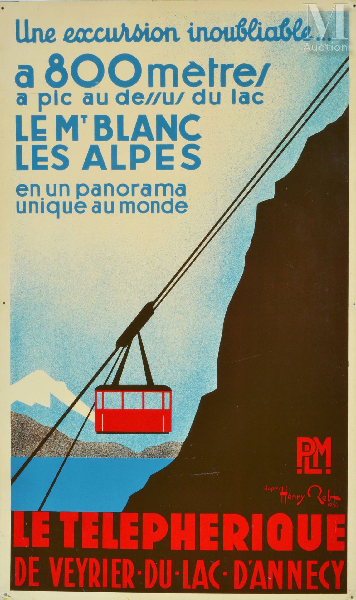 Tôle sérigraphiée Silk-screened sheet " The VEYRIER cable car " after Henry REB &hellip;