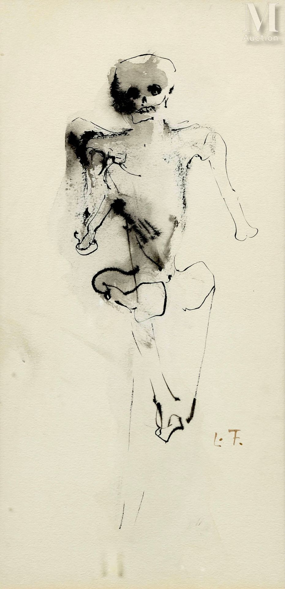 Leonor FINI (Buenos Aires 1908-Paris 1996) 骨架

钢笔、墨水和水墨 
32 x 16厘米，正在观看 
右下角有 "L&hellip;