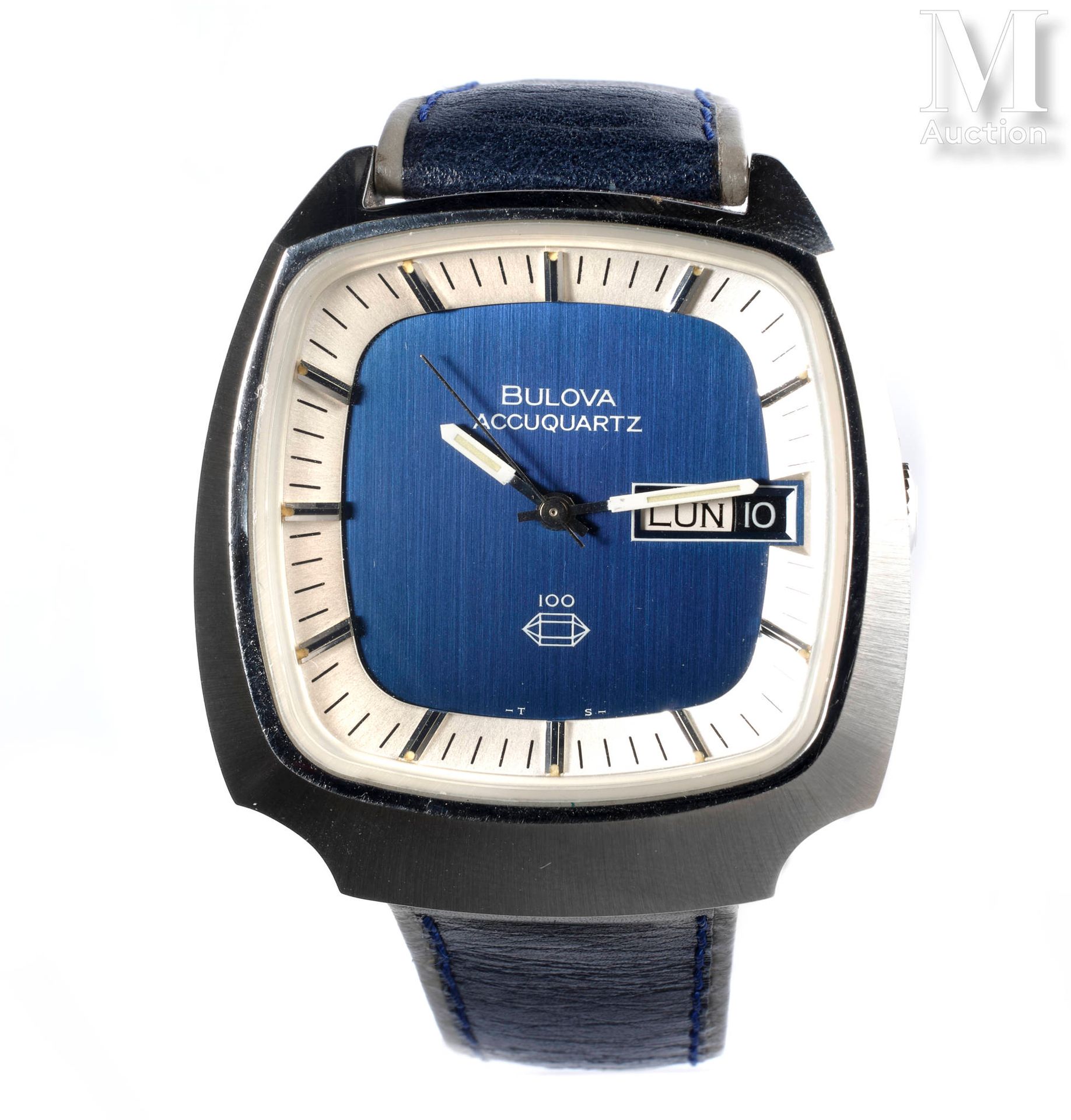 Bulova Accuquartz 
Men's rectangular watch 
Circa 1970
Steel case signed and num&hellip;