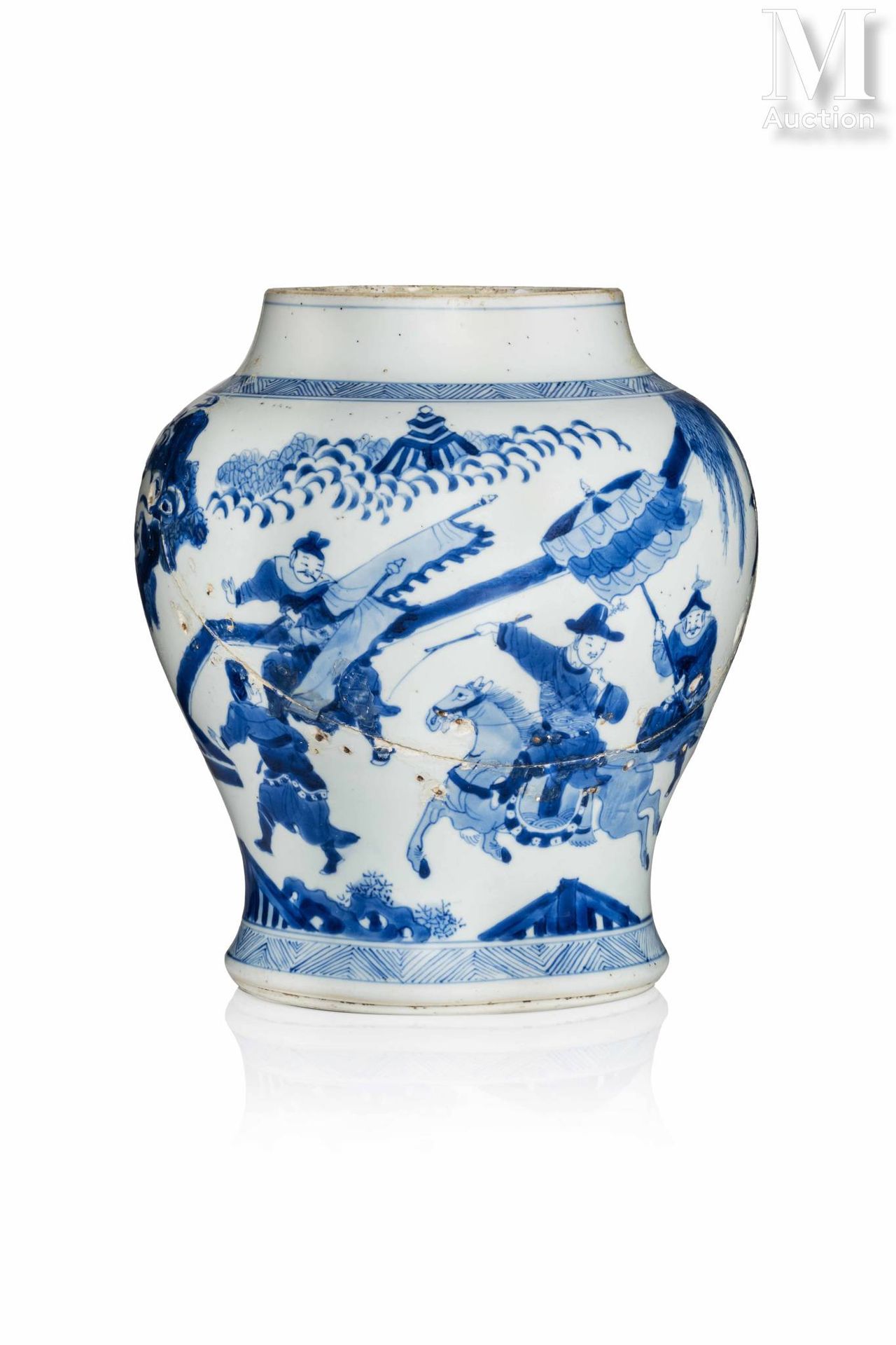 CHINE, Epoque Kangxi, XVIIIe siècle Vaso in porcellana

con base ricurva, corpo &hellip;