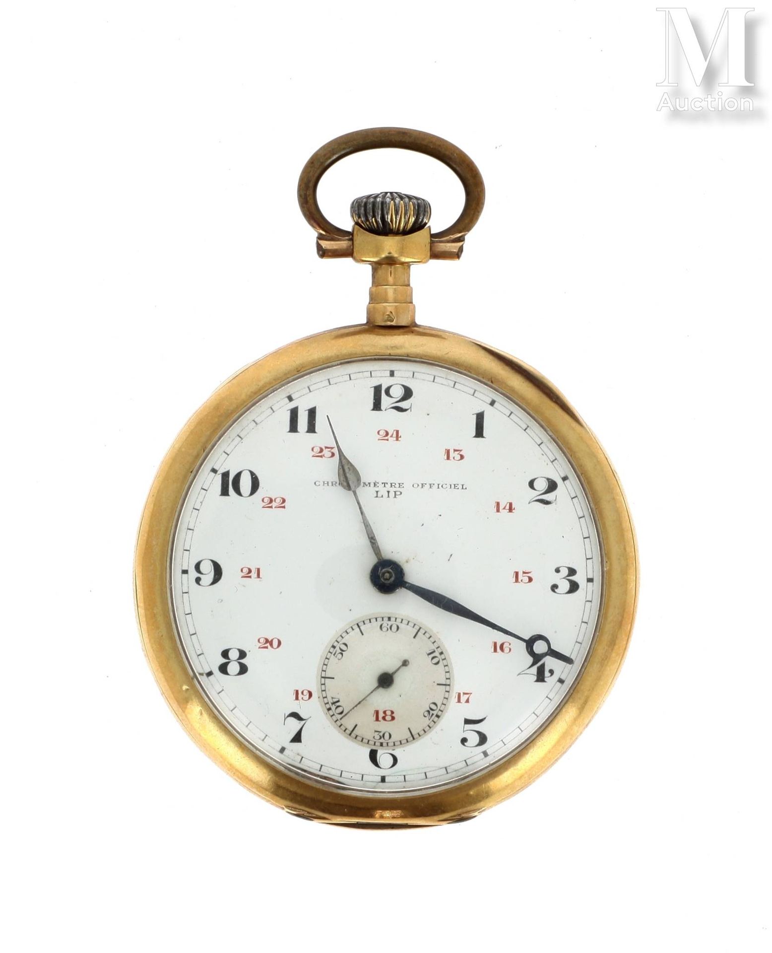 Montre chronomètre en or jaune 18 K (750 °/°°), cadran é… | Drouot.com