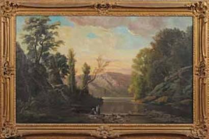 Eugène CAPELLI (Actif au XIXème siècle) Lavandières Huile sur toile Signé et dat&hellip;