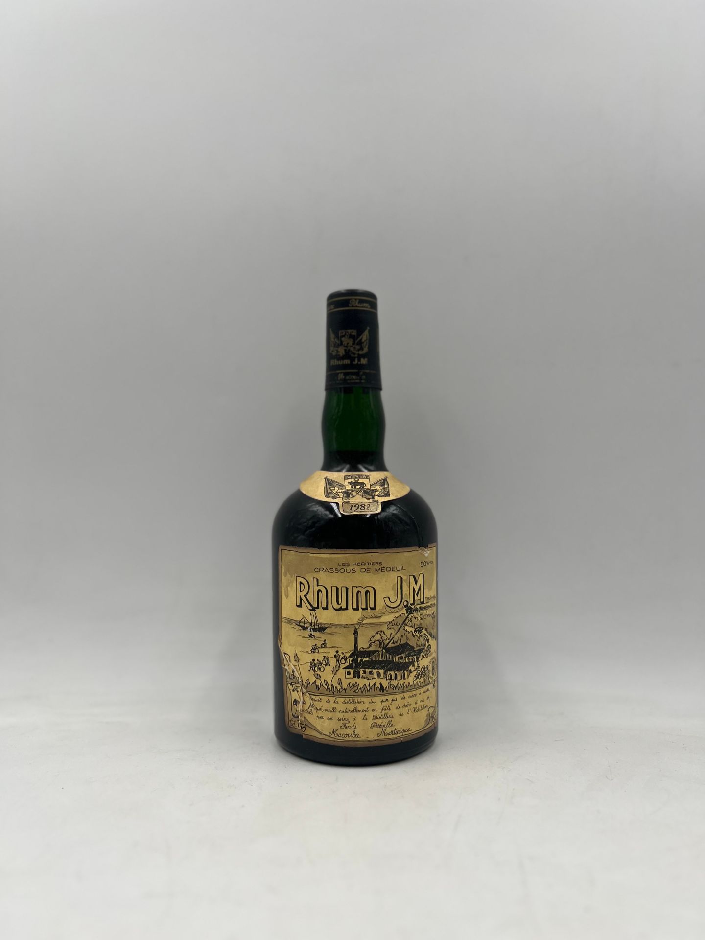 1 bouteille RHUM J. M 1982 (Héritiers Crassous de Médeuil; elt, ea)