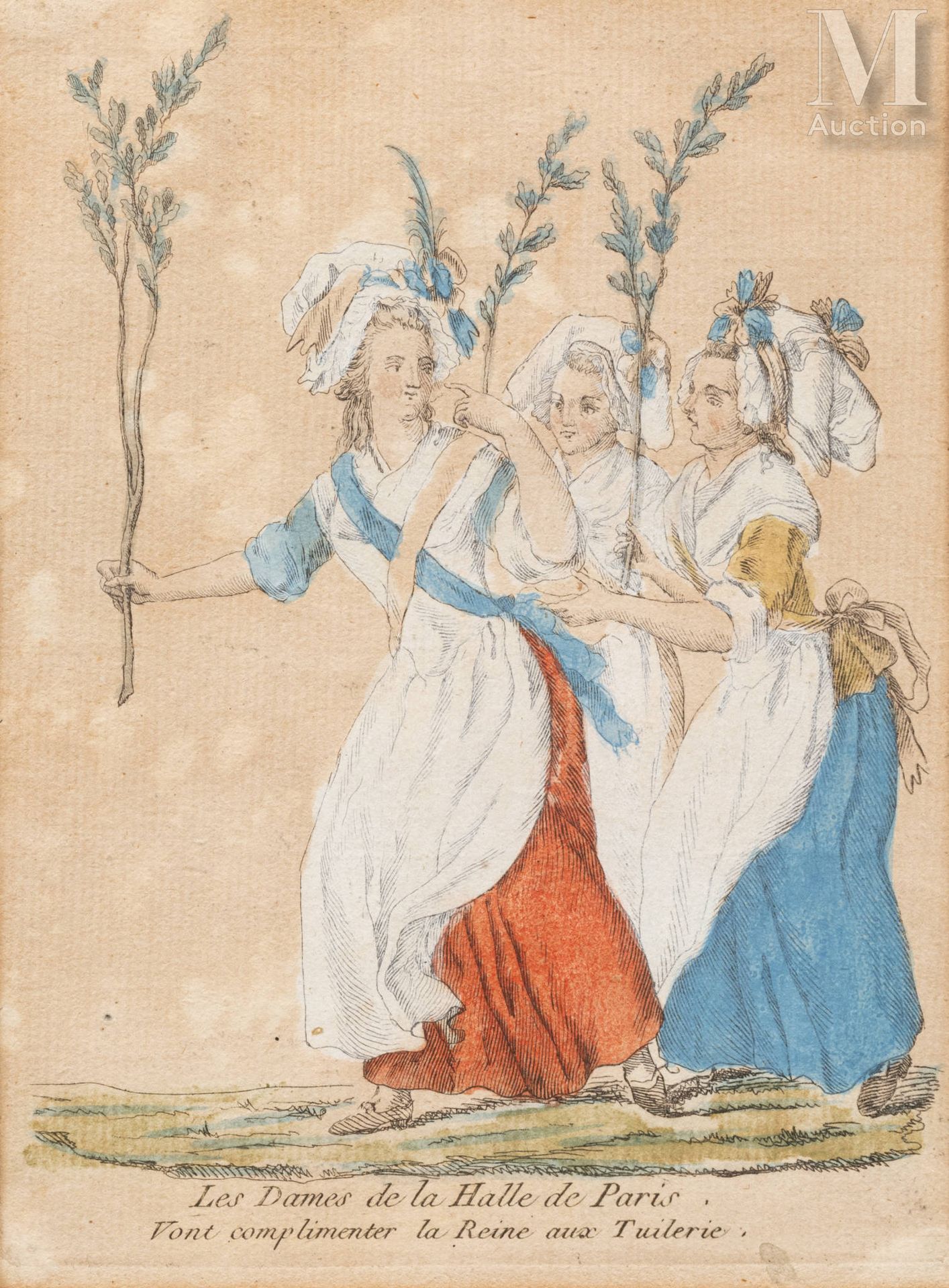 MARIE-ANTOINETTE, REINE DE FRANCE (1755-1793) Gravure à l’eau-forte coloriée, ti&hellip;
