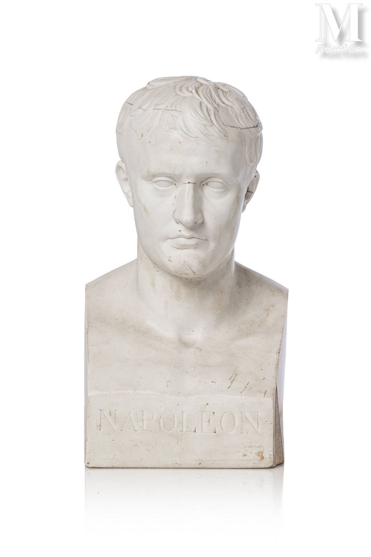 SÈVRES Busto in bisquit dell'imperatore Napoleone I in stile antico, iscritto su&hellip;
