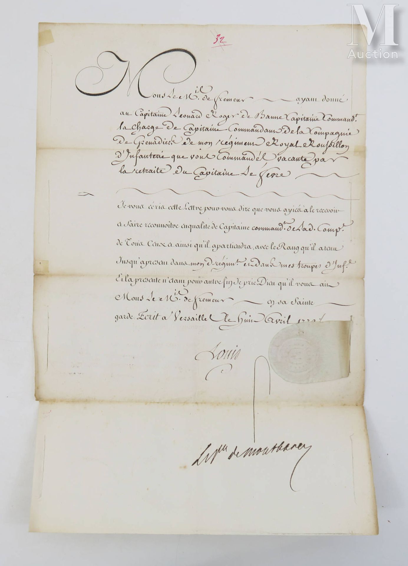 [LOUIS XVI, Roi de France, 1754-1793], Pièce manuscrite signée "Louis" (secrétai&hellip;