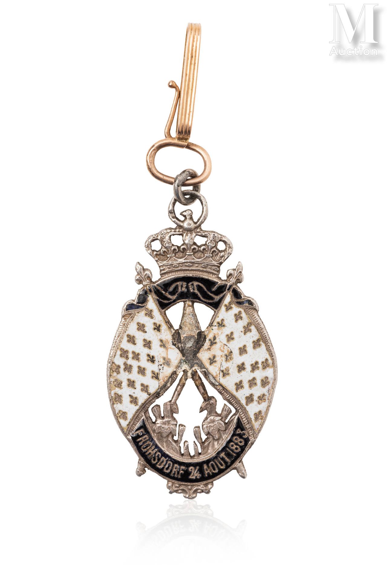 Insigne pendentif royaliste des partisans du Comte de Chambord en argent et émau&hellip;