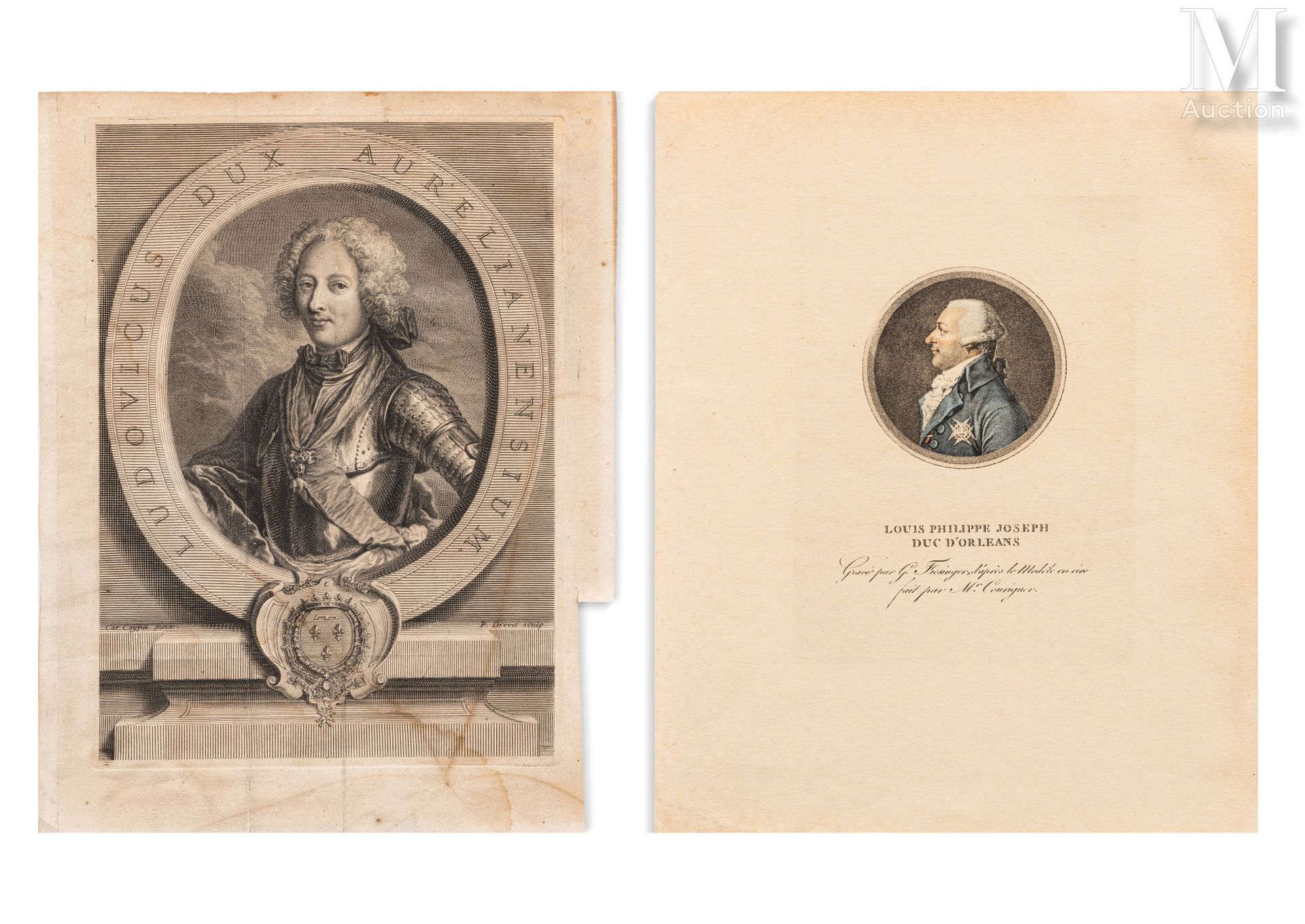 Lot de 2 gravures sur la famille d’Orléans : - Portrait de Louis, duc d’Orléans,&hellip;