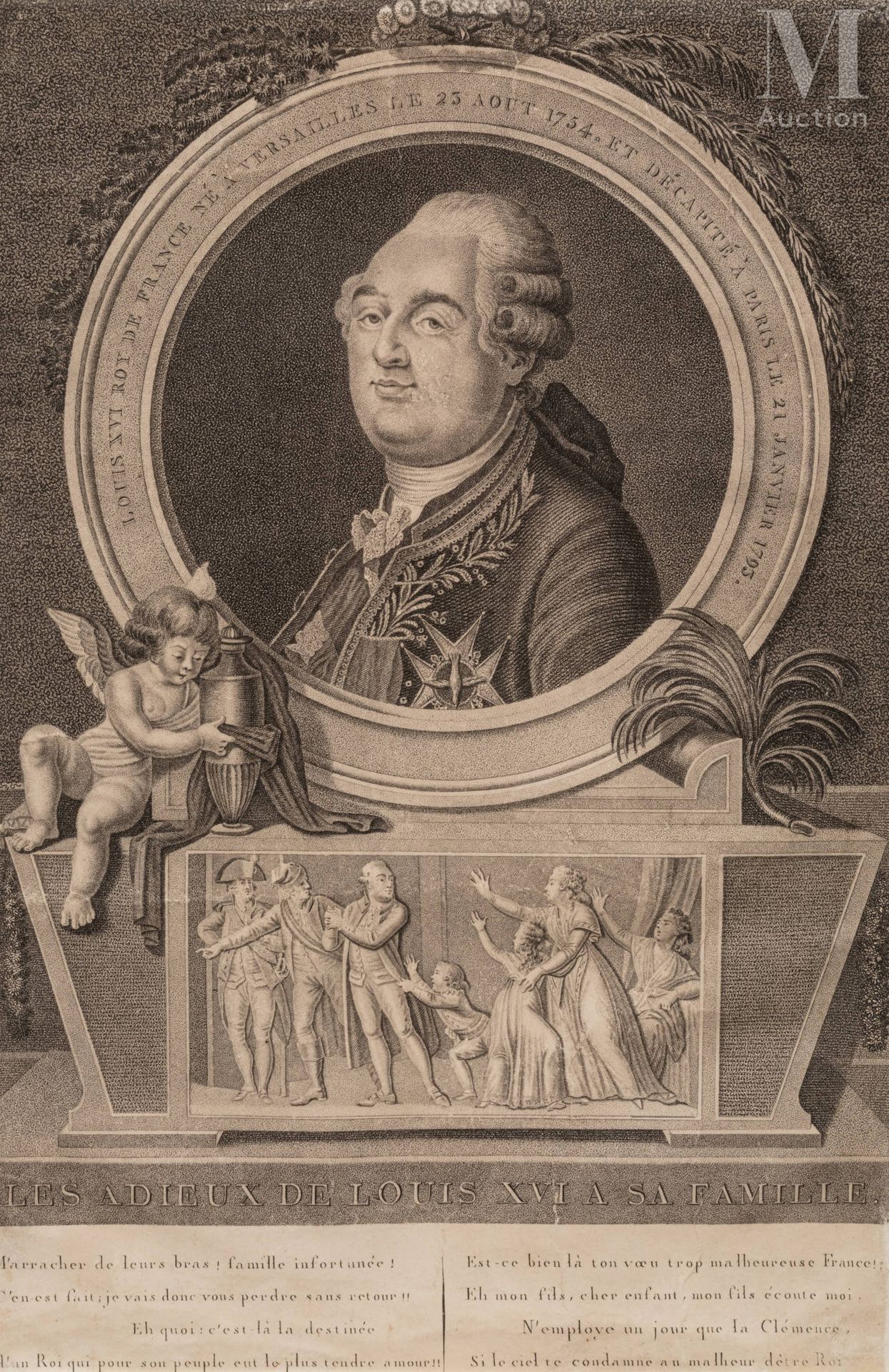 Joseph BOZE (1745-1826), d’après. Gravure en taille douce, titrée “Les adieux de&hellip;
