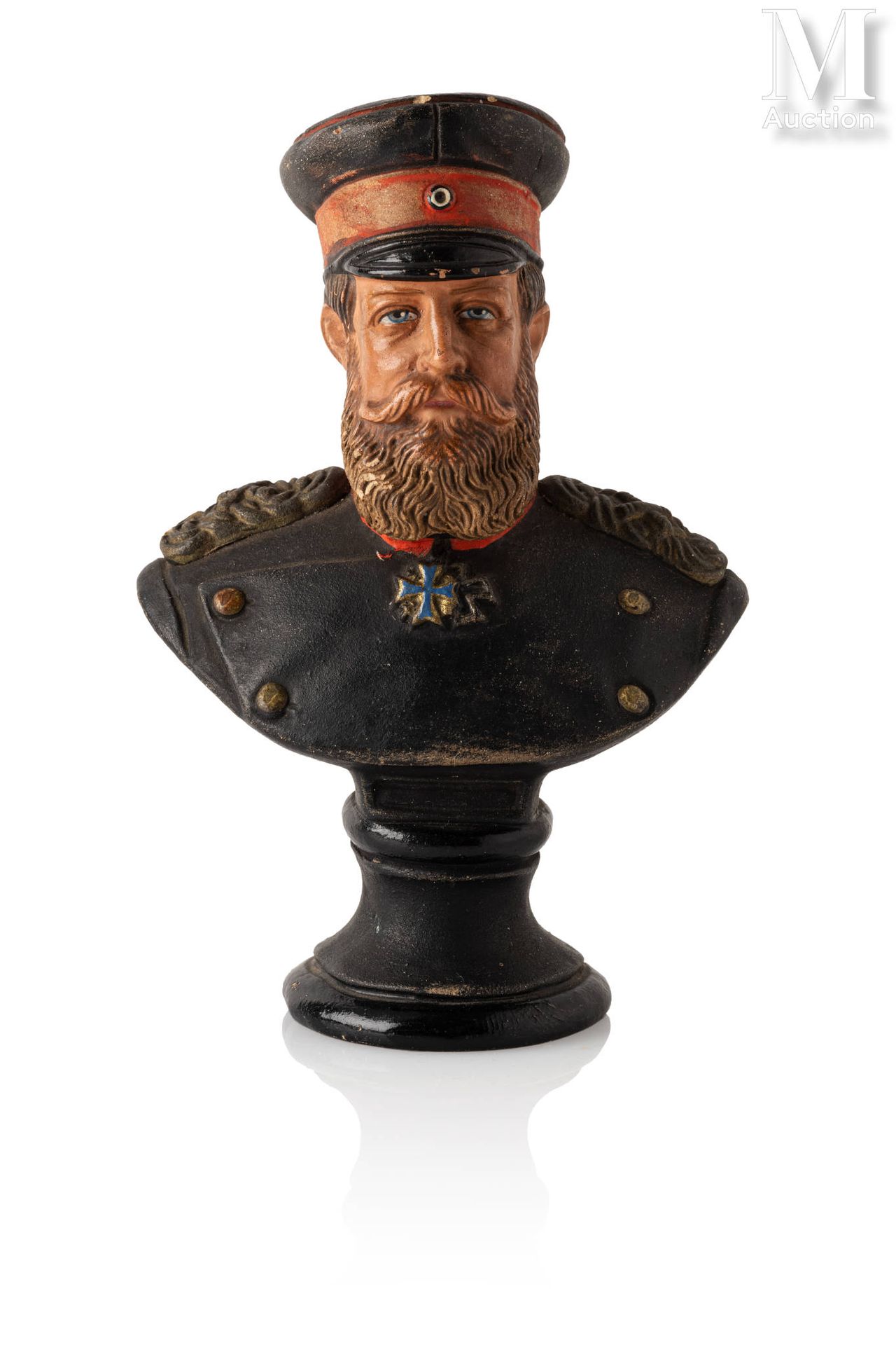 Frédéric Guillaume III de Hohenzollern (1831-1888) Buste en terre cuite polychro&hellip;