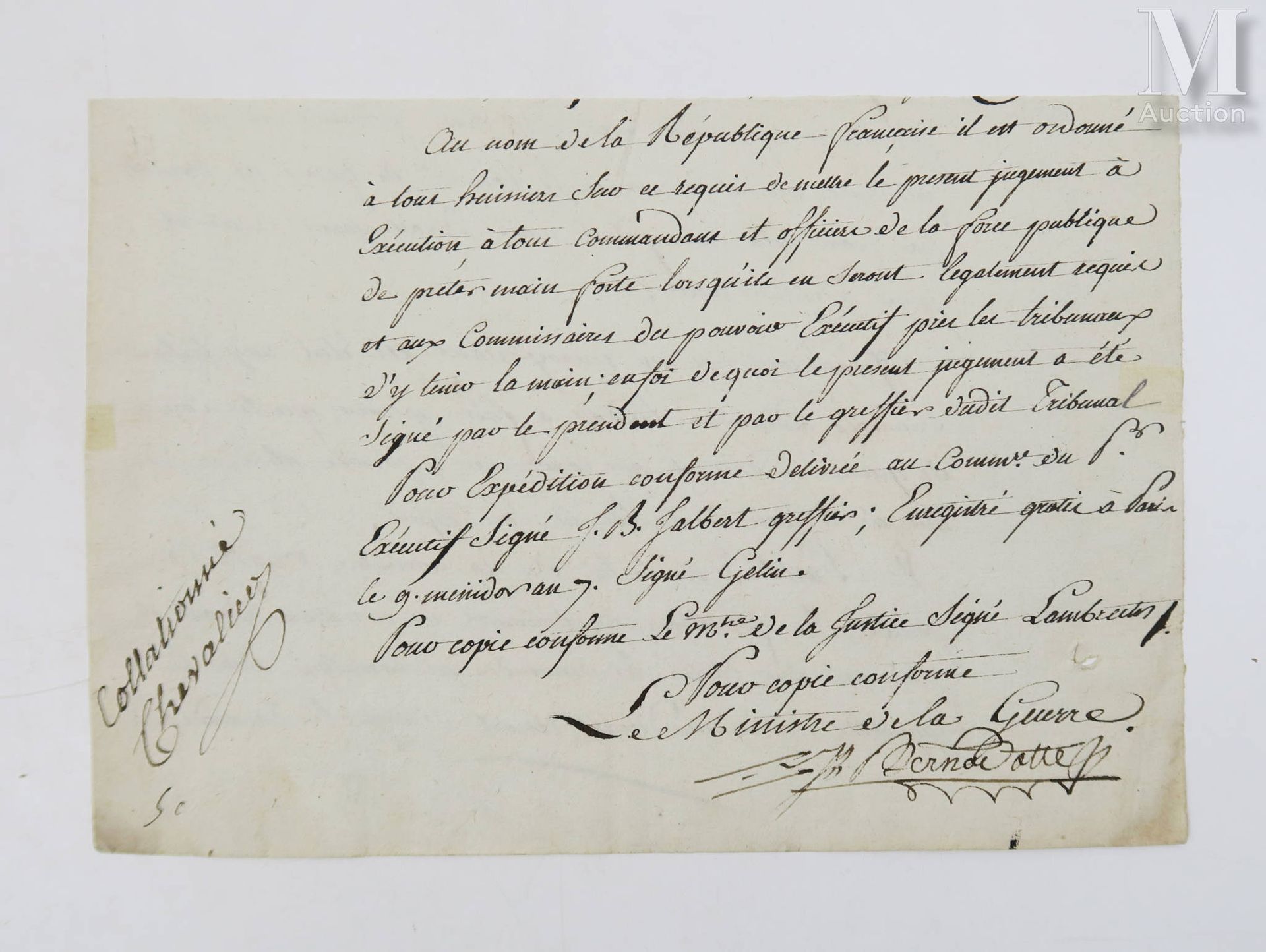 BERNADOTTE (Jean-Baptiste, Maréchal, Roi de Suède, 1763-1844), Extract from a ha&hellip;
