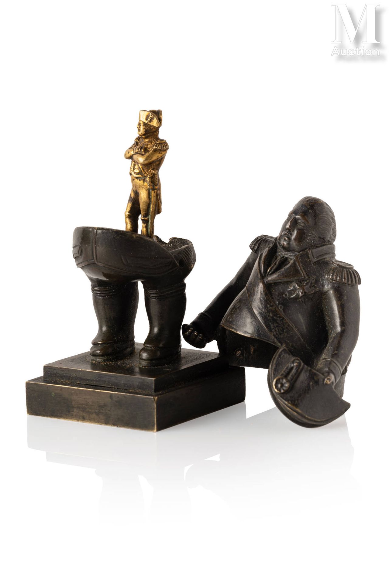 LOUIS XVIII & NAPOLÉON Rare statuette séditieuse en bronze à patine brune figura&hellip;