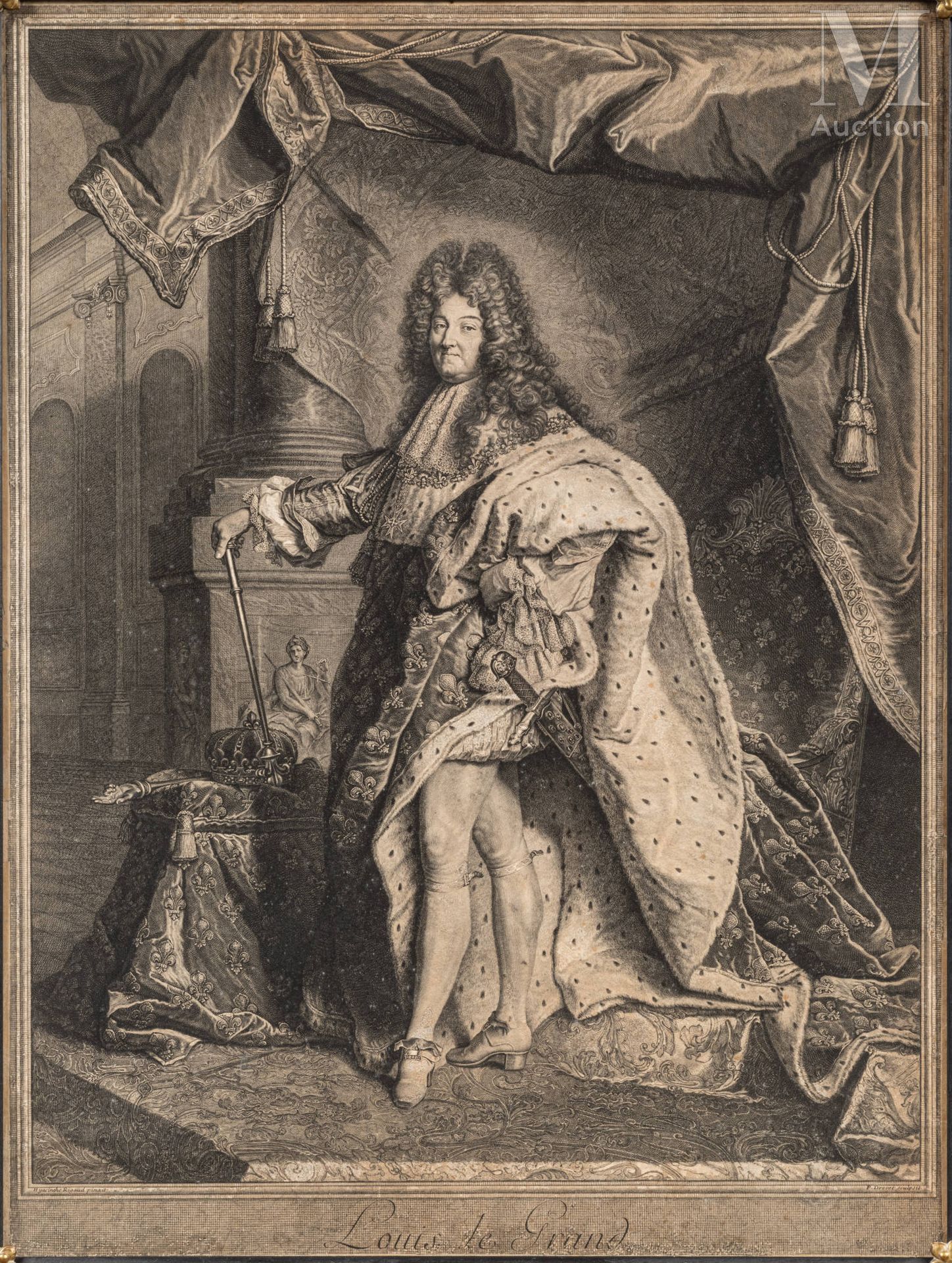 LOUIS XIV, ROI DE FRANCE ET DE NAVARRE (1638-1715) Rare gravure en taille douce,&hellip;