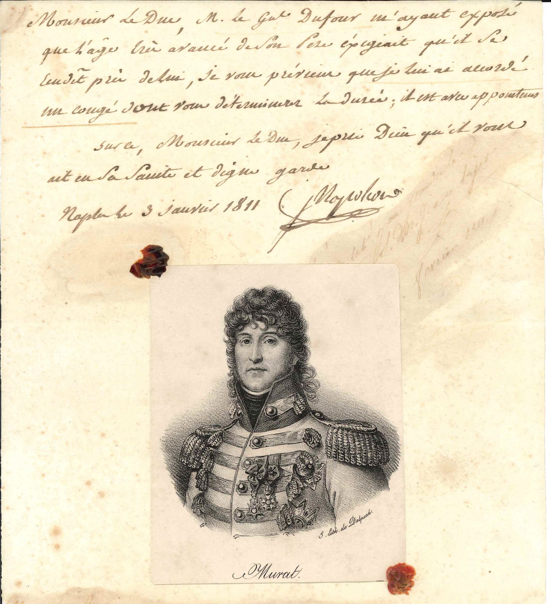 Joachim MURAT (1767-1815), beau-frère de Napoléon, roi de Naples. L.S. "J Napolé&hellip;