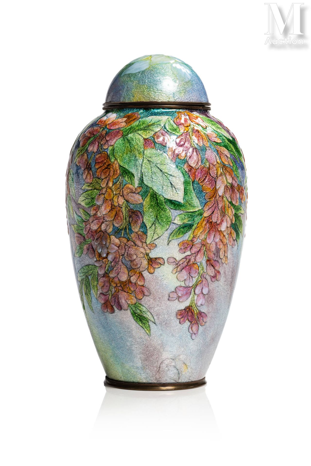 Camille FAURE (1874 - 1956) Vase couvert forme " 75/30 " en cuivre à corps ovoïd&hellip;