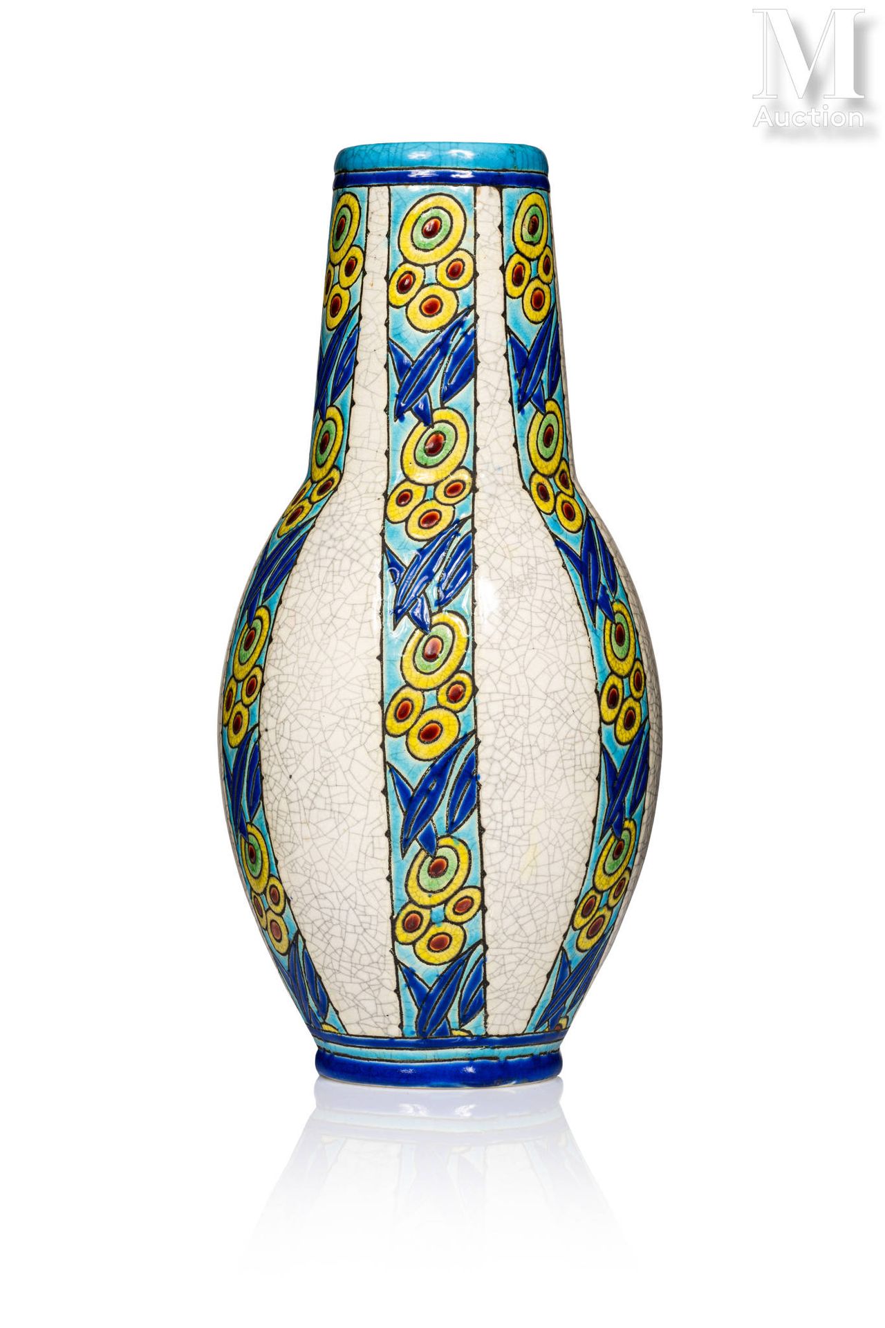 Charles CATTEAU (1880 - 1966) pour Boch Frères Keramis Vase de forme ovoïde à ha&hellip;