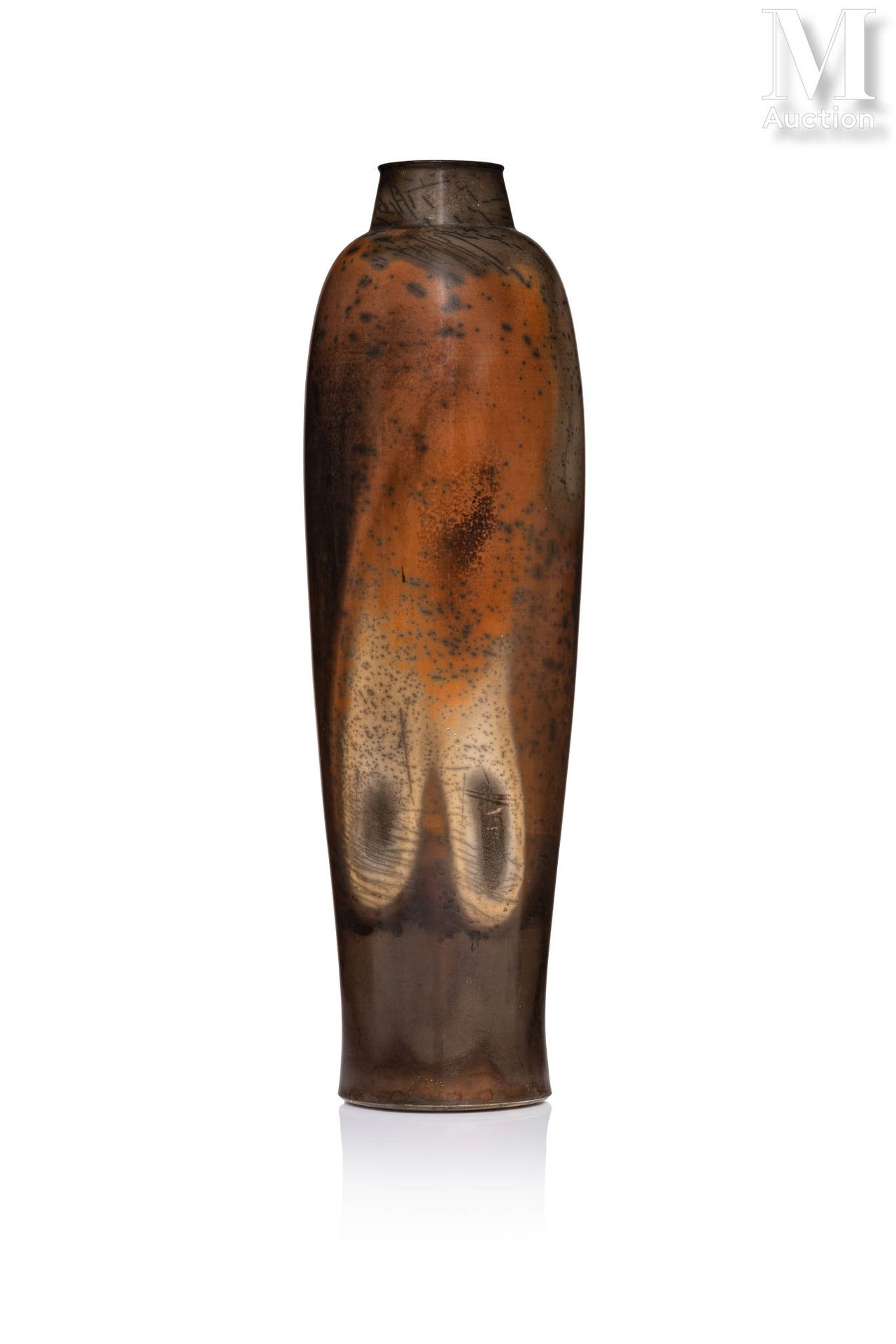 Pierre BAYLE (1945 - 2004) An ovoid vase with a narrow neck in brown and shaded &hellip;