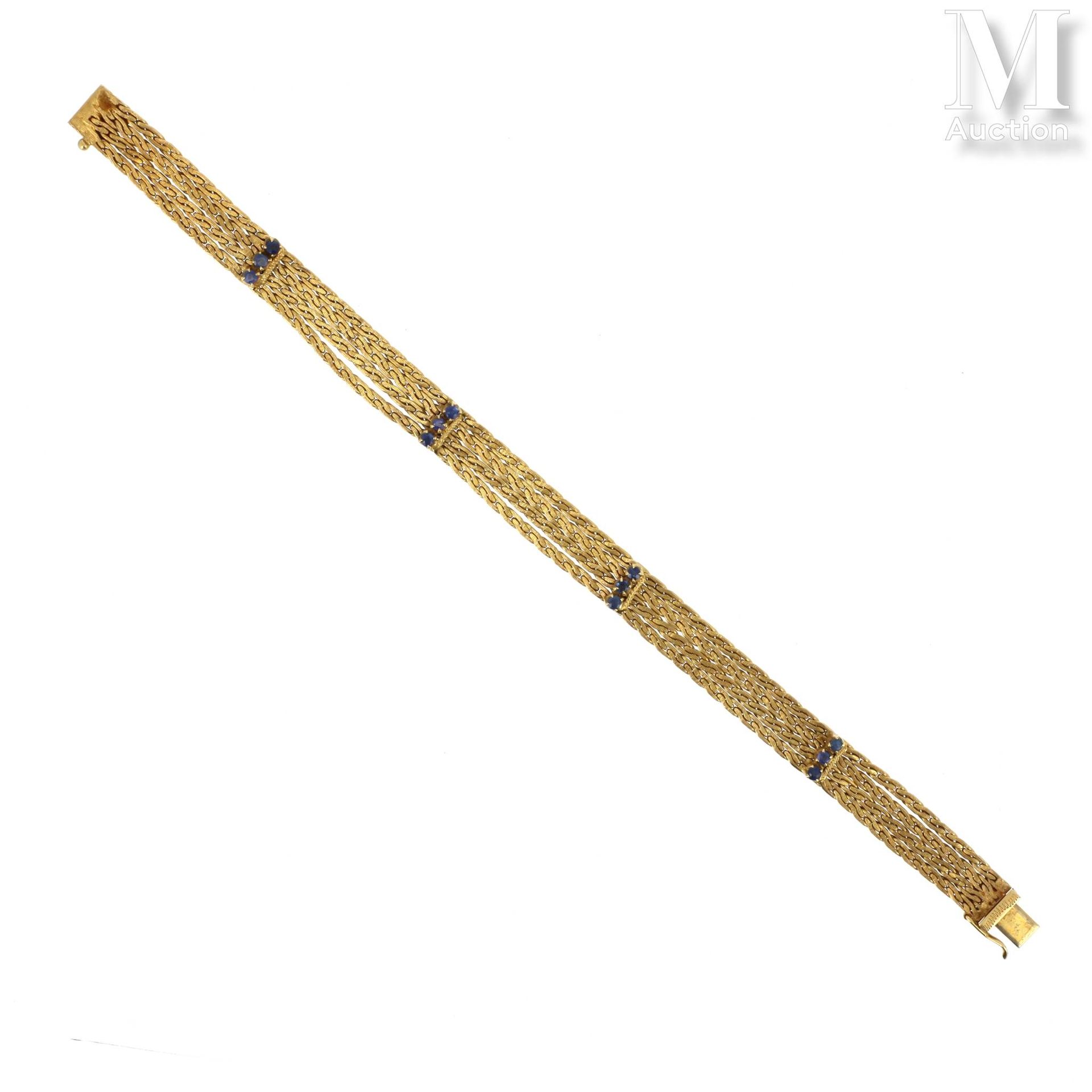 Bracelet ruban saphirs Bracelet ruban en or jaune 18K (750°/°°) à maille souple,&hellip;