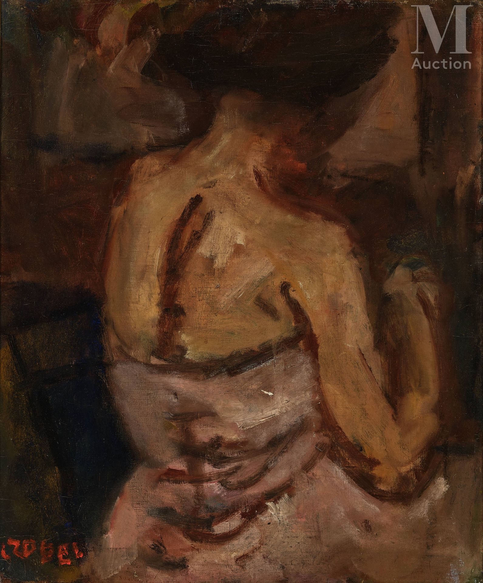 Bela CZOBEL (Budapest 1883-1976) Femme de dos

Circa 1930 
Huile sur toile 
52 x&hellip;