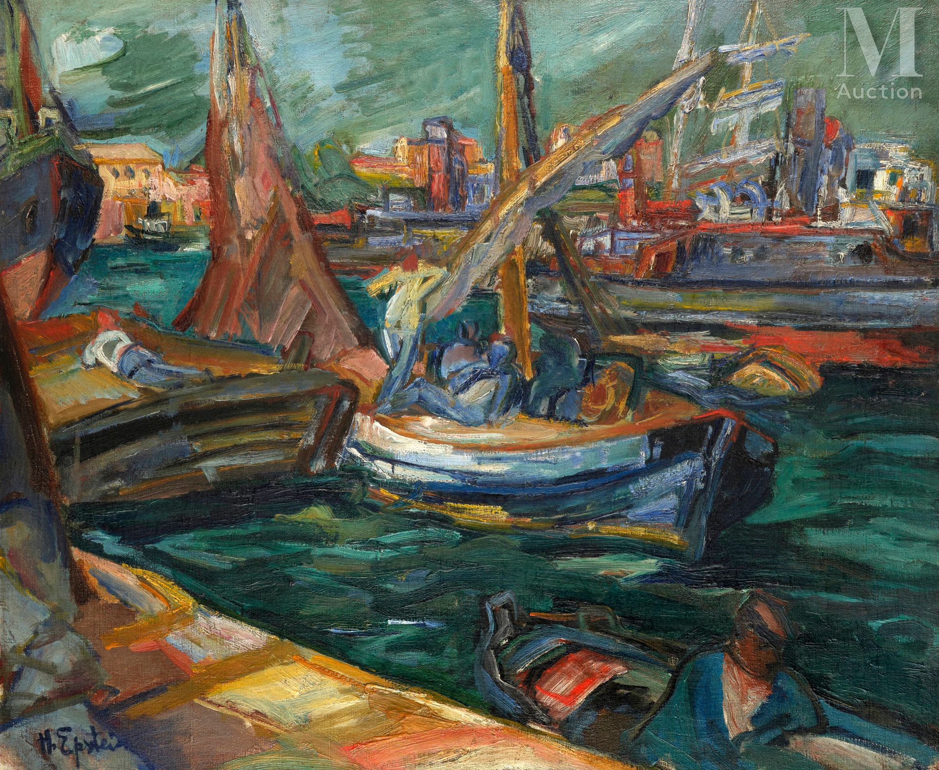 Henri EPSTEIN (Lodz 1892 - Auschwitz 1944) Marins dans le port

Huile sur toile &hellip;