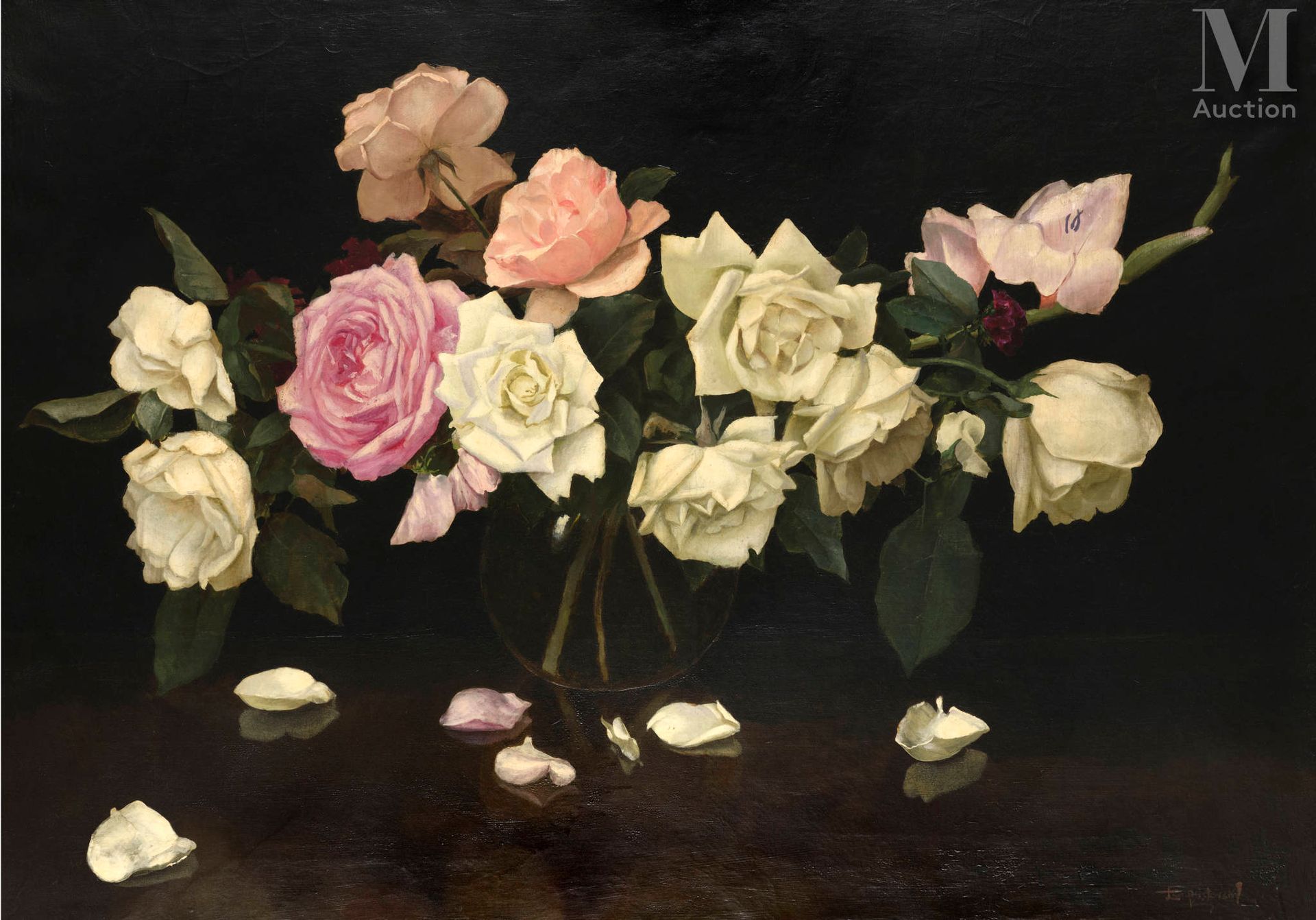 Lev TCHISTOVSKY (Pskov 1902- Cénevières 1969) Roses sur fond noir

Huile sur toi&hellip;