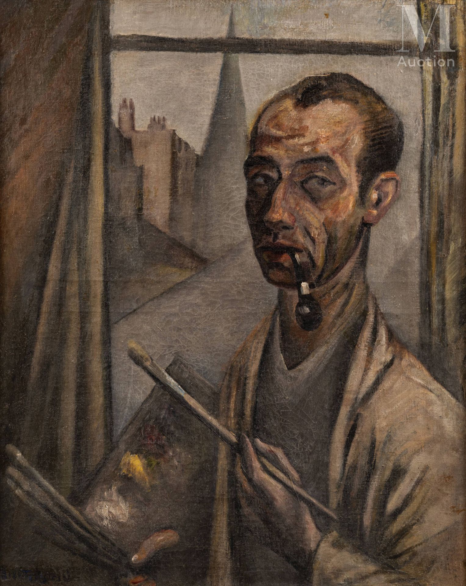 Isaac LICHTENSTEIN (Lodz 1889 - 1981) Autoportrait de l’artiste dans son atelier&hellip;