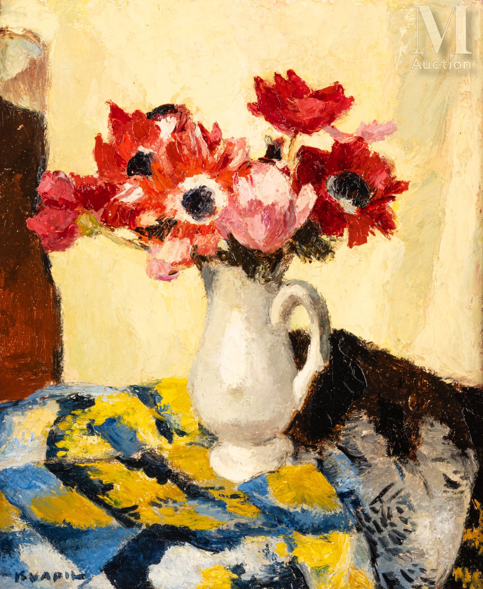 Charles KVAPIL (Varnsdorf 1884 - Paris 1957) Bouquet d’anémones

Huile sur isore&hellip;