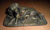 Christophe FRATIN (1801-1864) Le setter lèchant l'enfant Bronze à patine dorée s&hellip;