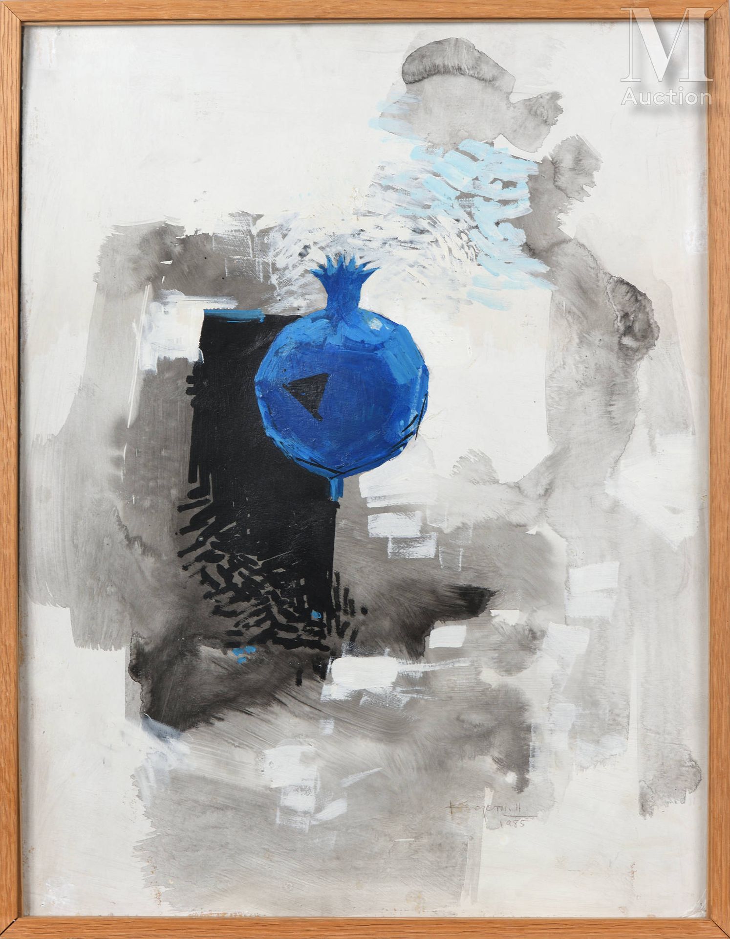 Ⓟ Hossein KAZEMI (Iran, 1924 - 1996) La Grenade Bleue
Acrylique sur carton
65 x &hellip;