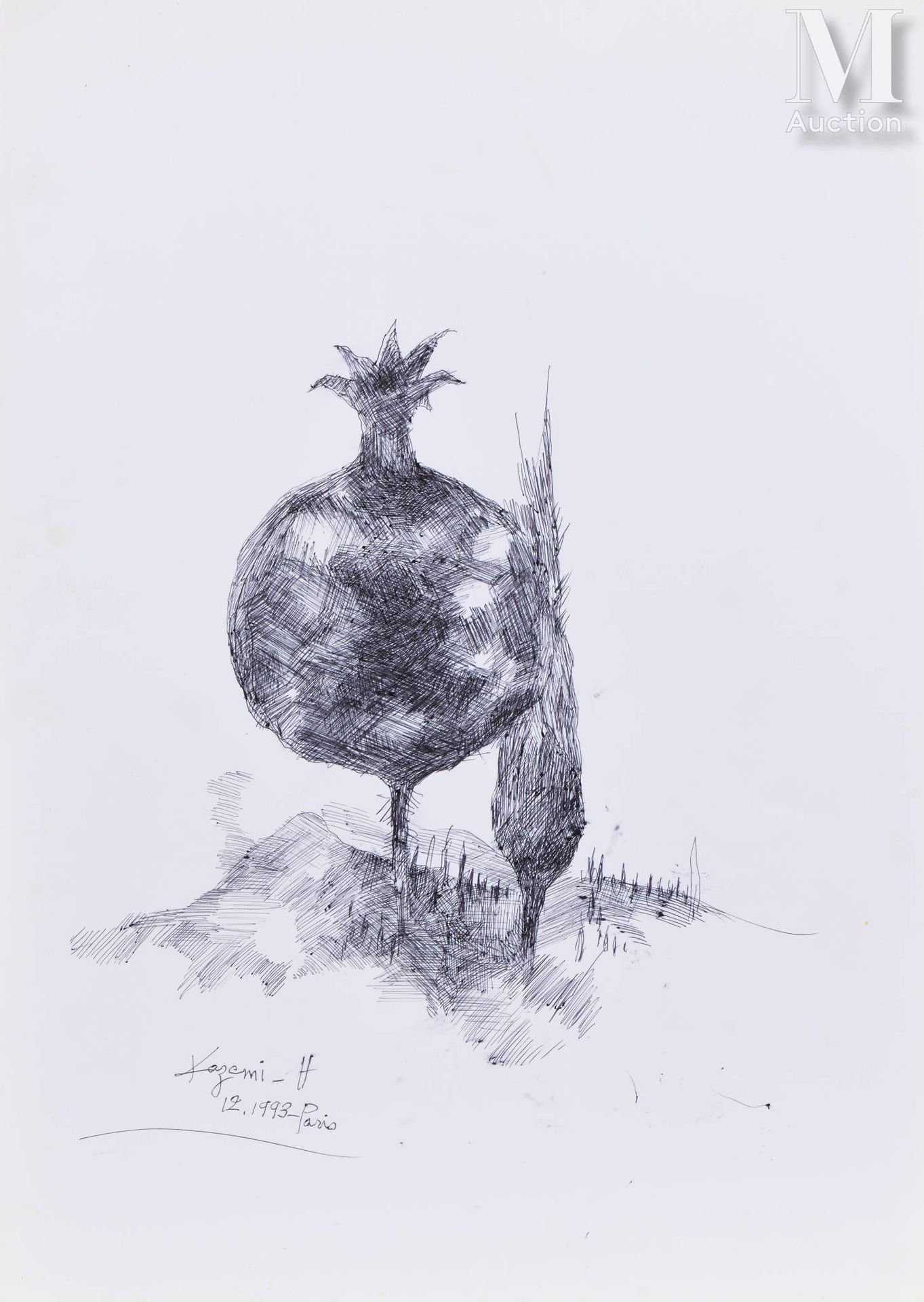 Ⓟ Hossein KAZEMI (Iran, 1924 - 1996) Untitled
Stylo bille Bic noir sur papier
30&hellip;