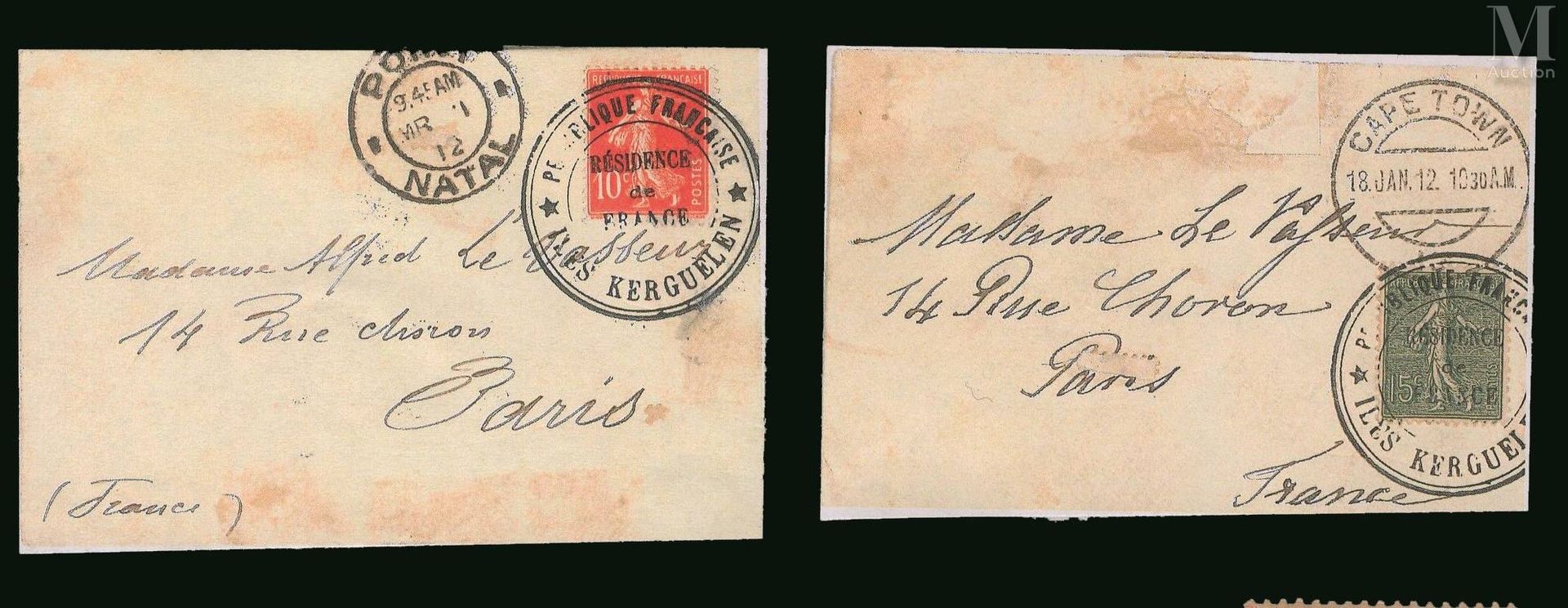 TAAF. 2 plis "Jeanne d'Arc" avec timbres de France dont un transit Point natal d&hellip;