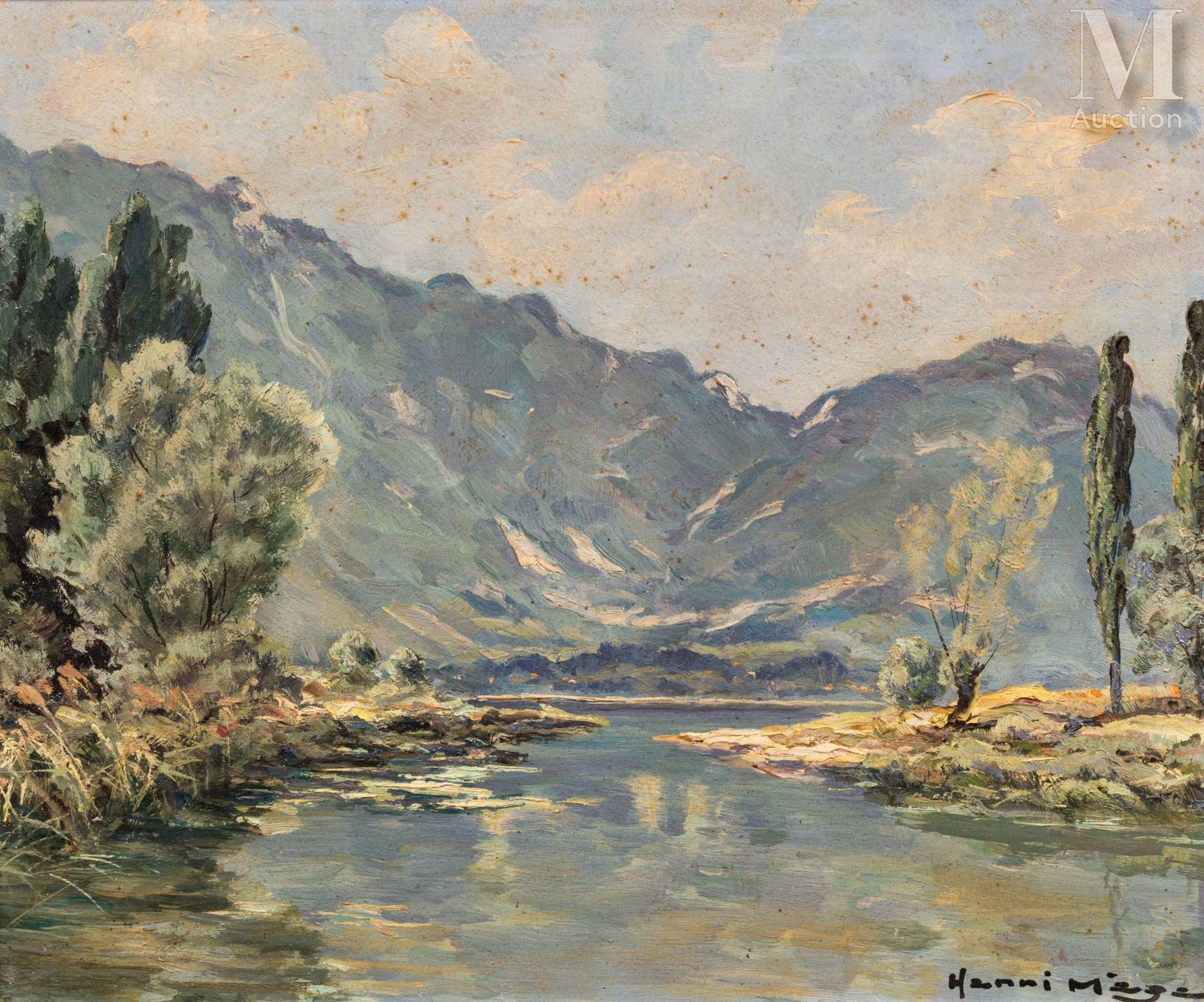 Ⓟ HENRI MÈGE (1904-1984) "Mattina di giugno 1973 sul Lac du Bourget
Olio su tavo&hellip;