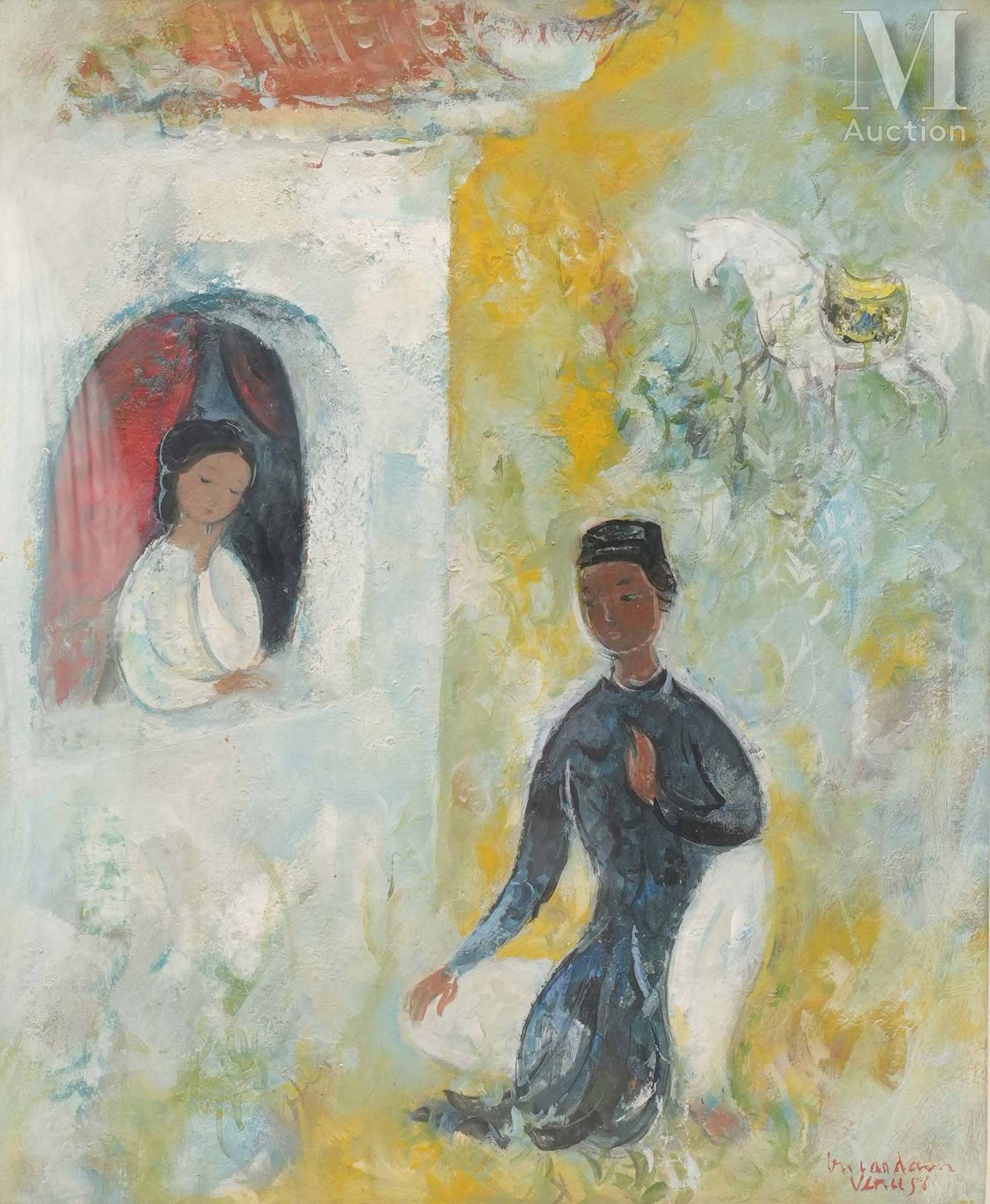 Ⓗ VU CAO DAM (1908-2000) "L’Anneau de jade", 1956
Huile sur toile 
Signé, daté e&hellip;