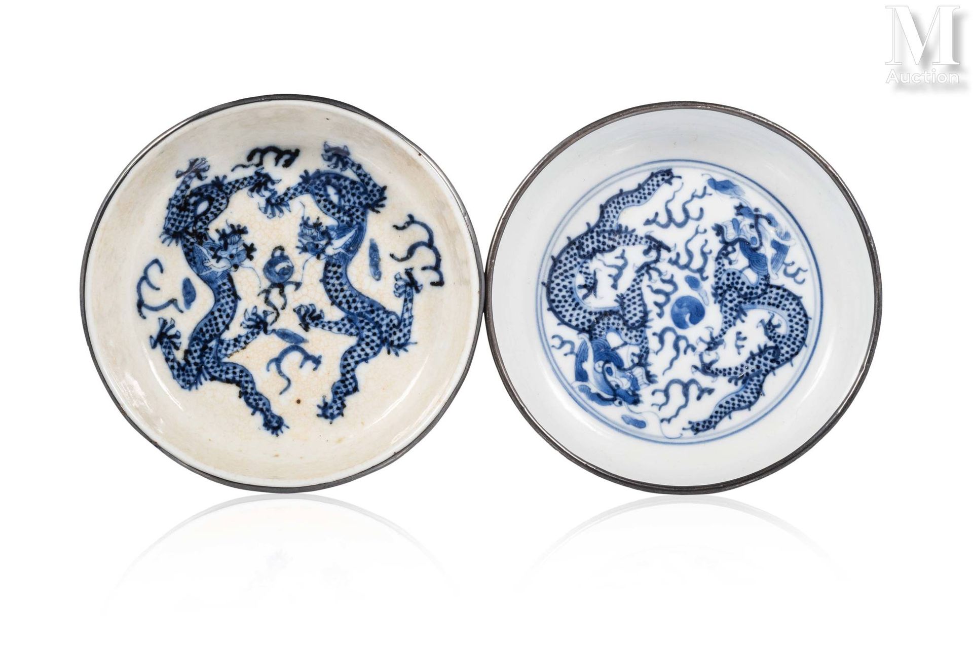 Ⓟ VIETNAM, XIXe siècle Set aus zwei Schalen aus Porzellan.
Kreisförmig mit gerad&hellip;