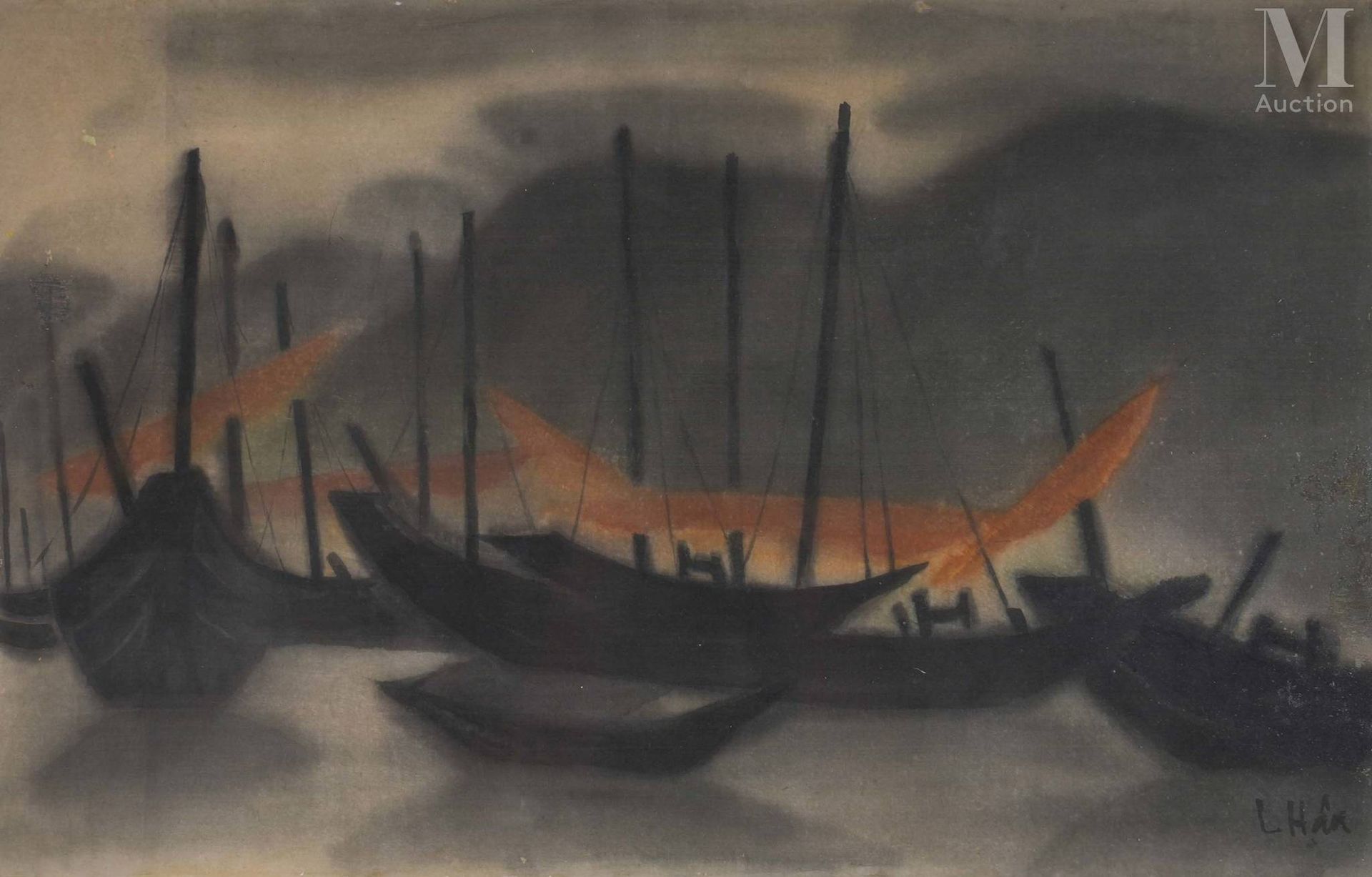 Ⓗ TRAN LUU HAU (1928-2020) "La baie d'Halong"
Encre et aquarelle sur soie
Signé &hellip;