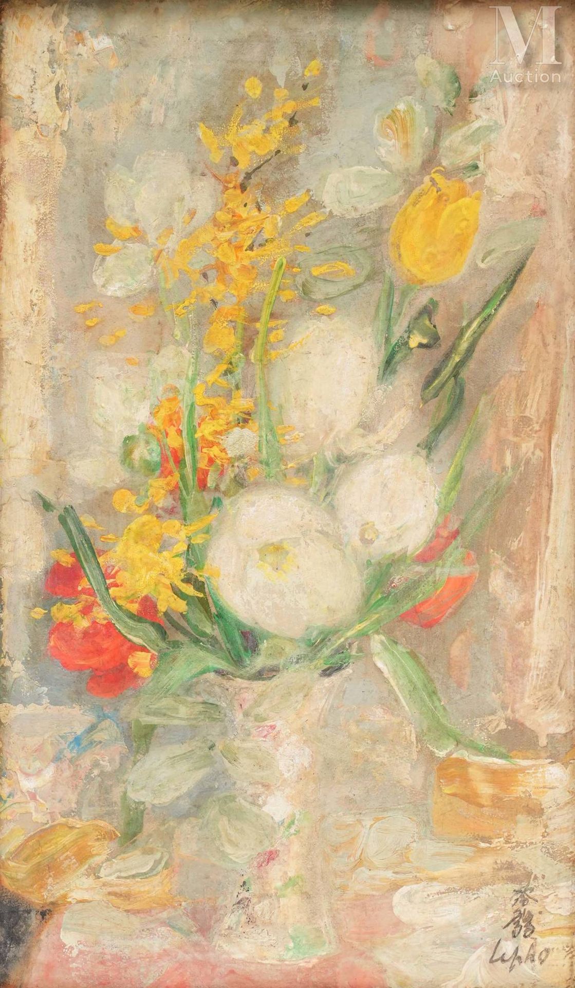 Ⓗ LE PHO (1907-2001) "Bouquet de fleurs"
Huile sur toile
Signé en bas à droite
4&hellip;