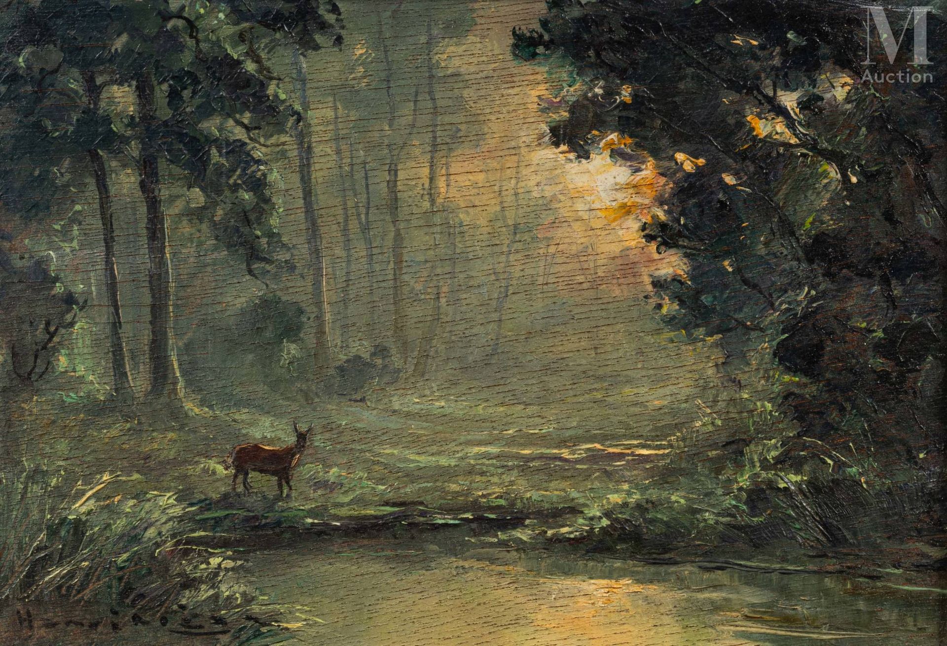 Ⓟ HENRI MÈGE (1904-1984) "Crépuscule dans la forêt laotienne (composition)", 195&hellip;