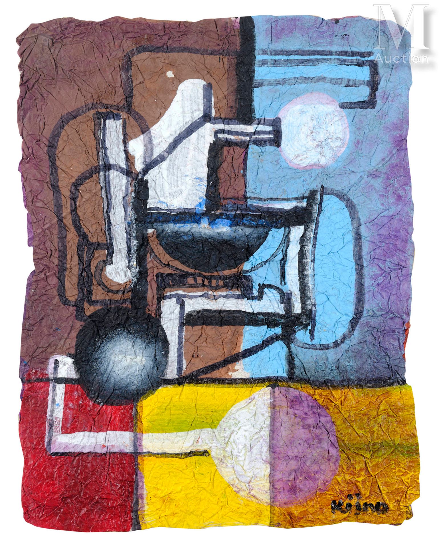 Ladislas KIJNO (1921-2012) Composition
Acrylique sur papier froissé signé en bas&hellip;