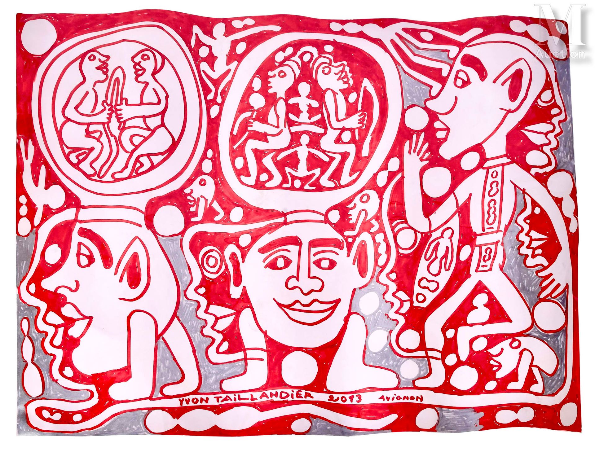 Yvon TAILLANDIER (1926-2018) Têtes et personnages, 2013
Feutre rouge et gris arg&hellip;
