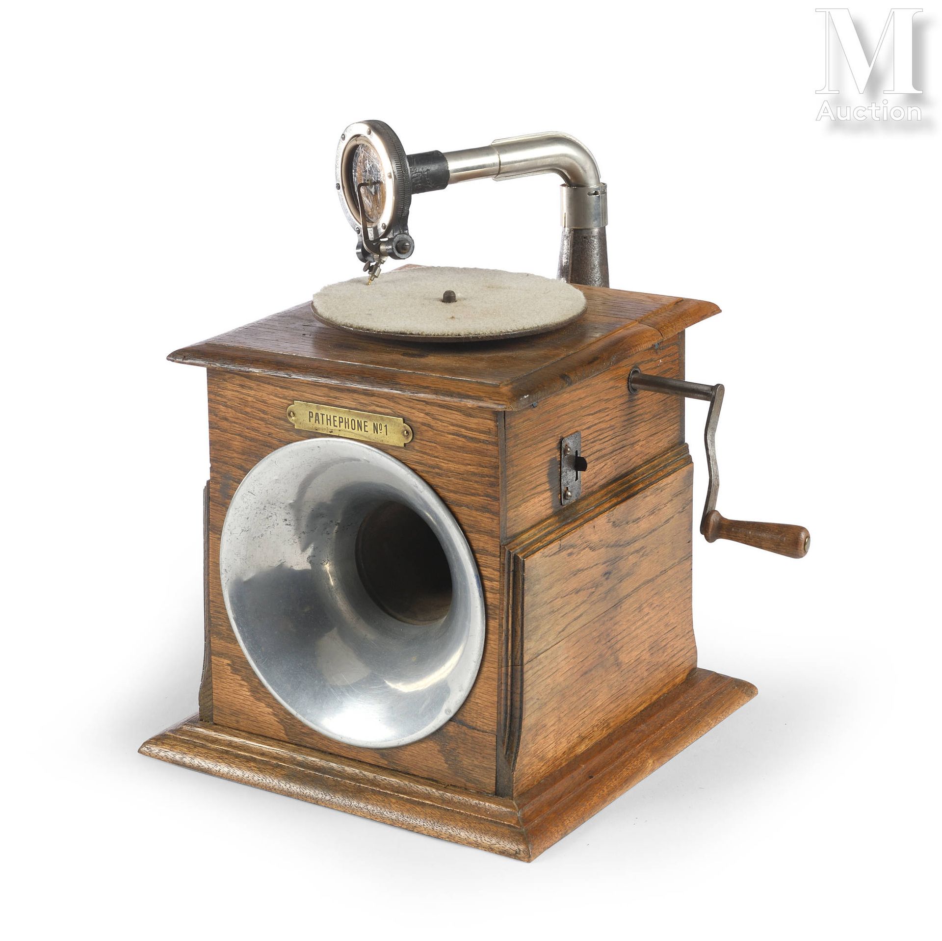 PATHEPHONE N°1 Gramophone de salon en bois, avec tête "Pathé", pavillon intégré &hellip;
