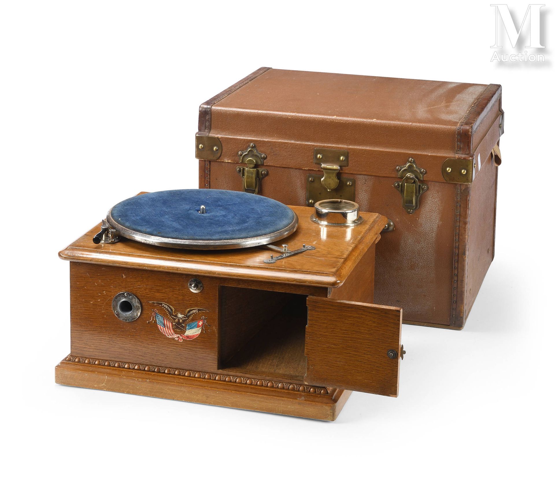 GRAMOPHONE - PHRYNIS Gramophone de voyage "PHRYNIS", dans sa valise d'origine, p&hellip;