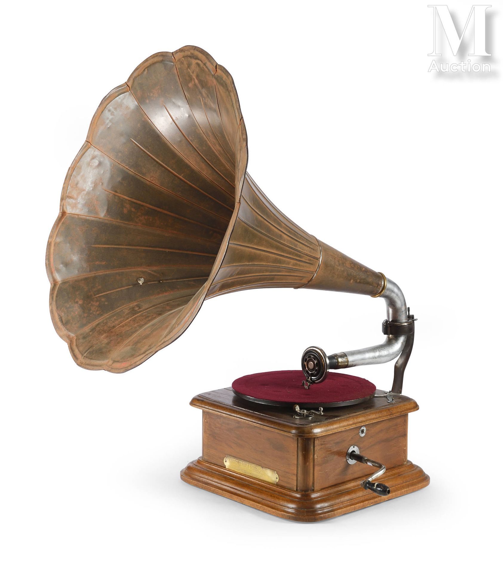 GRAMOPHONE - ODEON Gramophone à disque, portant la plaque "H.HORVILLEUR & GEORGE&hellip;