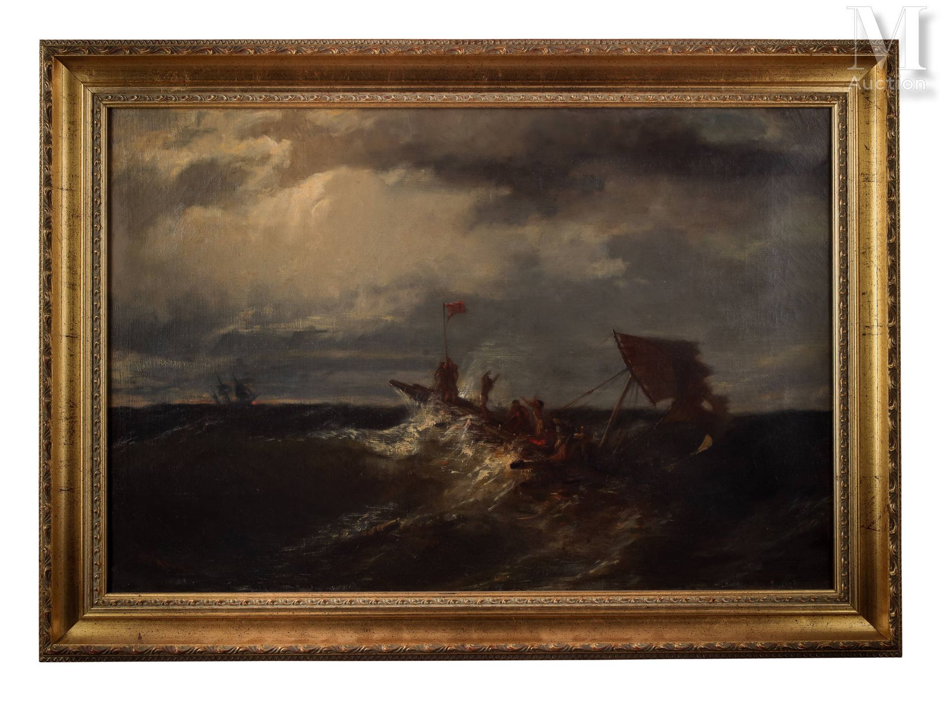 Richard FAXON (1816-1875) Naufragés par gros temps
Huile sur toile
49 x 73 cm
Si&hellip;