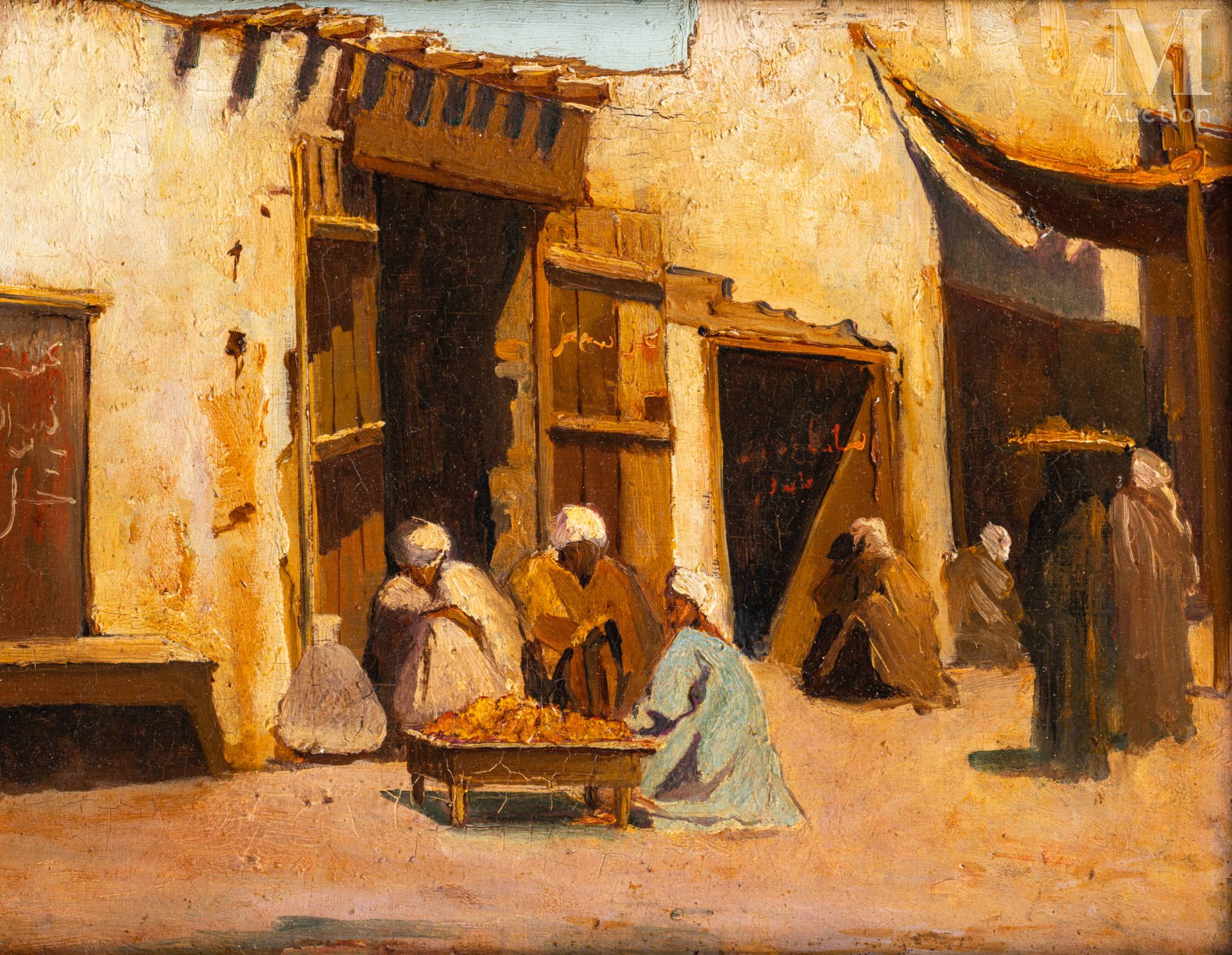 Rodolphe D'ERLANGER (1872-1932), 热闹的集市
油画
26.5 x 35 厘米
背面钤印：Rodolphe D'ERLANGER,&hellip;