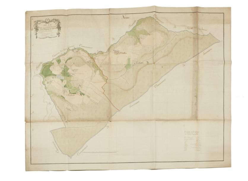 Ecole FRANCAISE vers 1800 Un plan cadastre de Saint Gilles du Mène, côte du Nord&hellip;